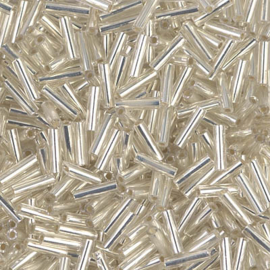 Miyuki Bugles # 2 - 6 x 1,7 mm BGL2- 0001 Crystal Silver Lined ( 10 gram )