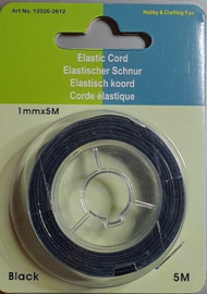 Elastisch koord 1 mm zwart - 5 meter