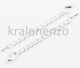 verlengketting 50 mm met druppel en slot zilver 10 stuks