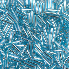 Miyuki Bugles # 2 - 6 x 1,7 mm BGL2-0018 Aqua Silver Lined ( 10 gram )