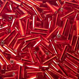 Miyuki Bugles # 2 - 6 x 1,7 mm 0011 Ruby Silver Lined ( 10 gram )