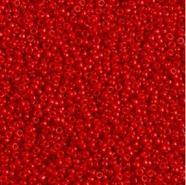 Miyuki rocailles 15-1684 Dyed Semi Frosted Opaque Bright Red (5 gram)