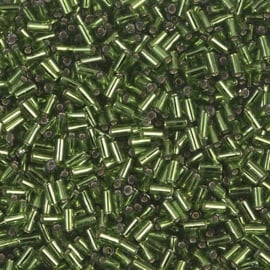 Miyuki Bugles #1 - 3 x 1,5 mm BGL1- 0026 Olive Silver Lined ( 5 gram )