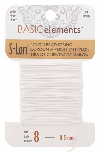S-Lon Rijgkoord - Bead String Nr. 8 (0,5 mm) White 12 yard - 10,9 meter