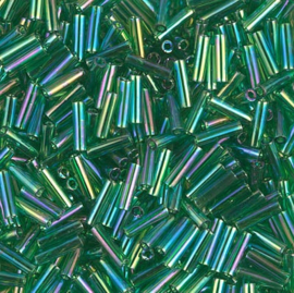 Miyuki Bugles # 2 - 6 x 1,7 mm BGL2-0179 Transparent Green AB ( 20 gram )