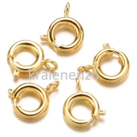 rond slotje RVS gold plated gepolijst 5 mm 5 stuks