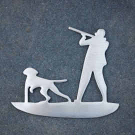 Autosticker RVS Prologo jager met hond