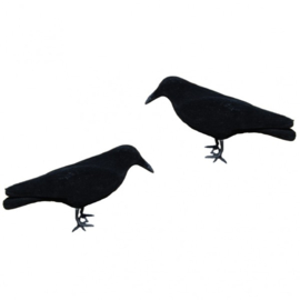 Lokvogel volle kraai geflockt incl. pin en voet 41cm - 10 stuks