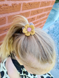 Haar scrunchie Bloem - geel -