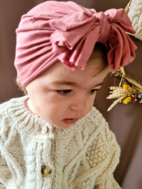 Turban met Strik - oud roze -