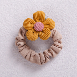 Haar scrunchie Bloem - geel -