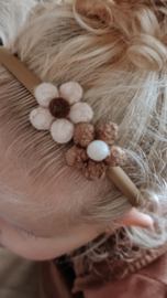 Diadem wollen flower Creme&Brown