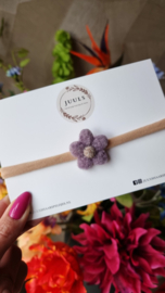 Haarbandje nude wol flower Purple