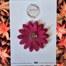 Haarspeldje autumn big flower fuchsia glitter