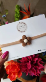 Haarbandje vilt flower brown