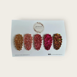 Haarspeldje Florien antislip pink glitter set