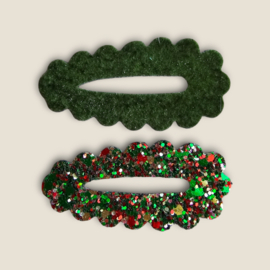 Sparkle Collection Hairclip Florien velvet green & glitter