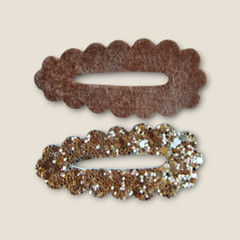 Sparkle Collection Hairclip Florien velvet brown & glitter