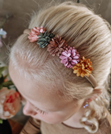 Diadeem leren Bloem mix