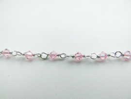 Zilveren roze kralen baby bracelet.