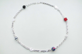 Zilveren alakondre ketting. (64 cm) (dik)