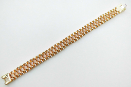 18K vergulde horlogeband schakel bracelet met zirkonia steentjes. (iced)