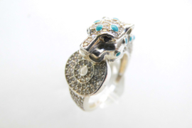 Zilveren jaguar ring.