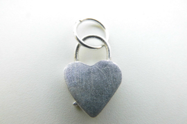 Zilveren slot + sleutel hanger. (hart)