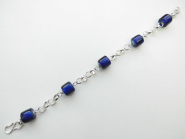 Zilveren lontai blauwe ingi boca kralen bracelet.
