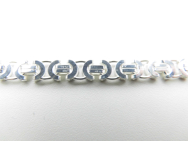 Zilveren platte konings bracelet. (medium)