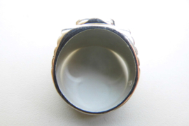 Zilveren zirkonia ring.