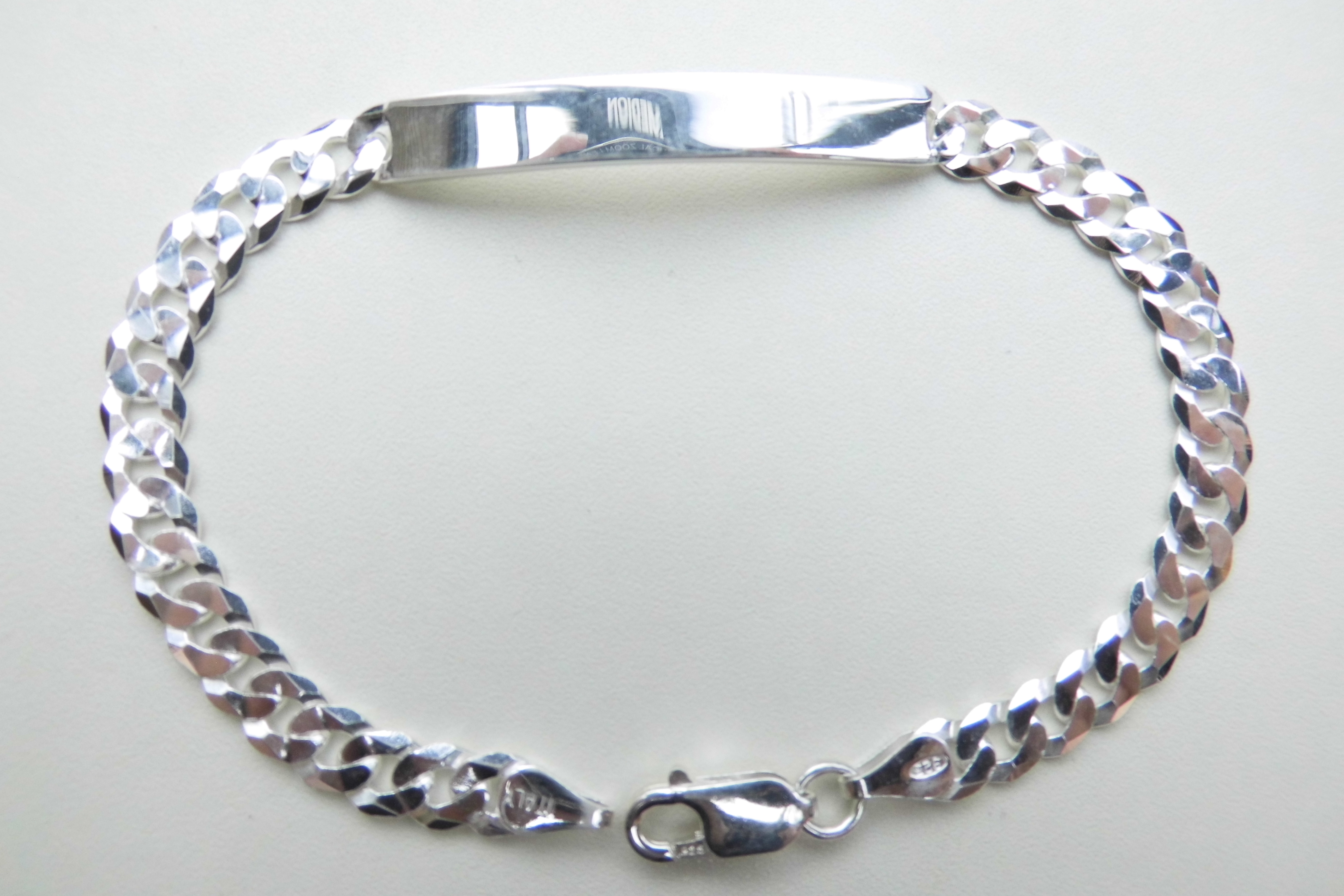 Zilveren plaatband bracelet. (gratis graveren)