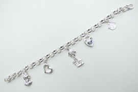 Zilveren bedeltjes bracelet.