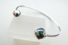 Zilveren alakondre kraal - bal boei armband.
