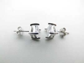 Zilveren vierkante zirkonia oorknoppen 5 mm (per paar)