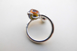 Zilveren bal-alakondre boei ring. (overlap)