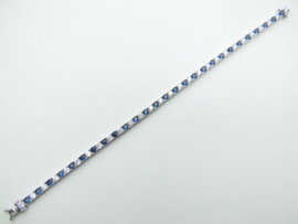 Zilveren blauw/witte zirkonia steentjes tennis bracelet.