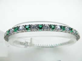 Zilveren groen/witte zirkonia steentjes bracelet.