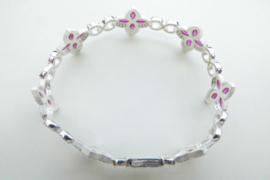 Zilveren rode steentjes klaver 4 bracelet.