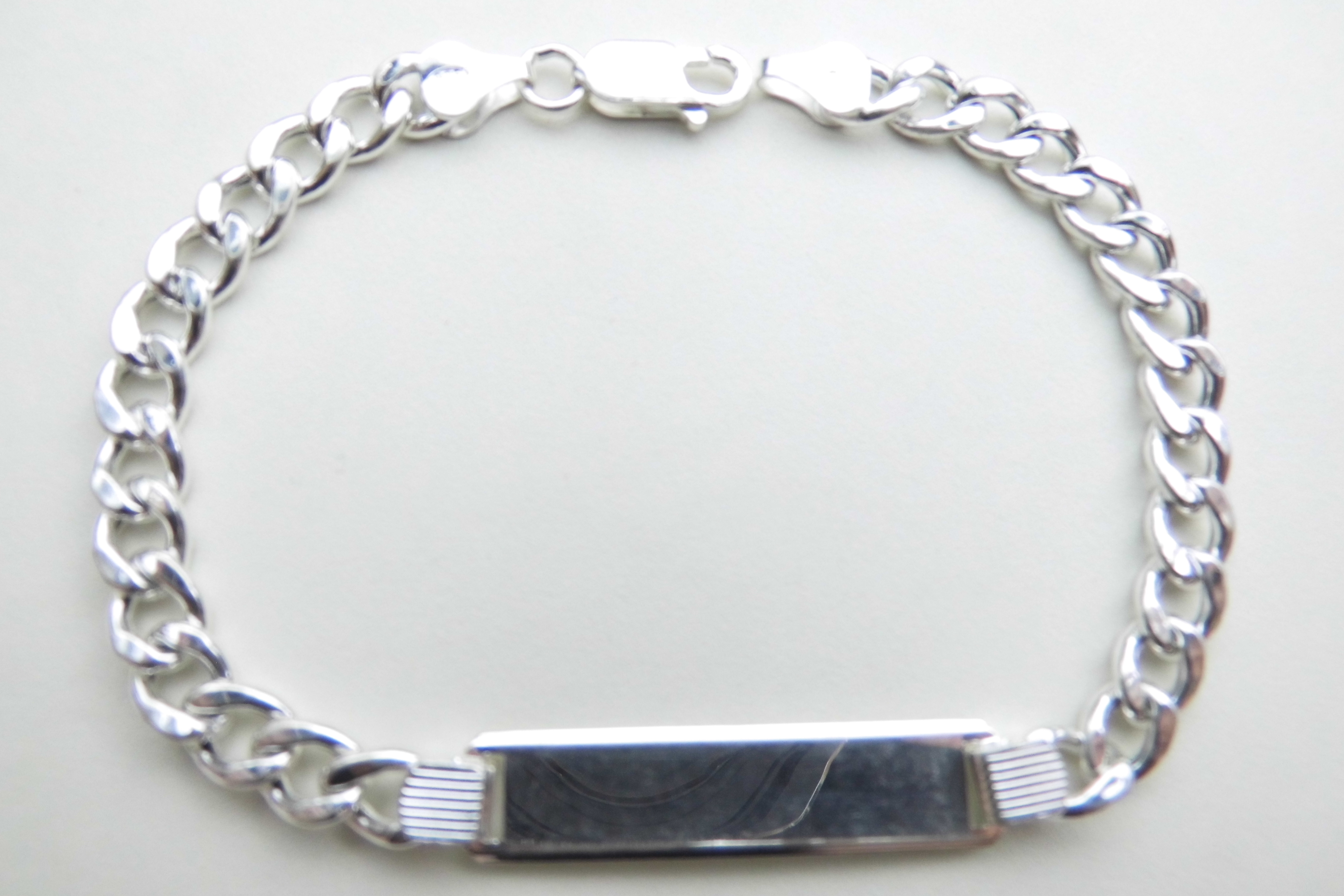 Zilveren plaatband bracelet. (gratis graveren)