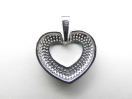 Zilveren hart hanger vol gezet met zirkonia steentjes. (Iced Out)