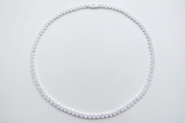 Zilveren rozet ketting iced met zirkonia steentjes.