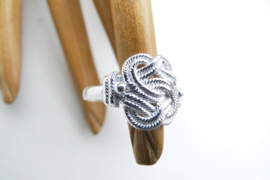 Zilveren mattenklopper ring.