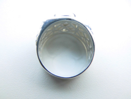 Zilveren zirkonia ring.