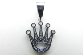 Zilveren zirkonia kroon hanger.