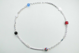 Zilveren alakondre ketting. (64 cm) (dik)