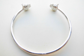 Zilveren boei armband jaguar koppen.
