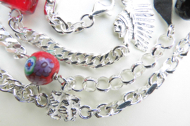 Zilveren alakondre ketting. (64 cm) (dik)