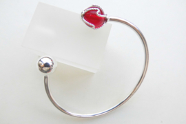 Zilveren rood-bal kinderen boei armband.