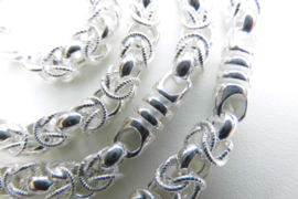Zilveren keizer ketting + bracelet met buis.